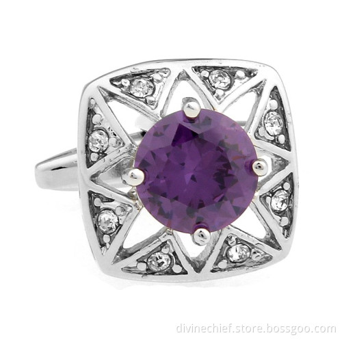 Top Selling Octagon Skeleton Purple Men Suit Shirt Cufflinks With Purple Ziron